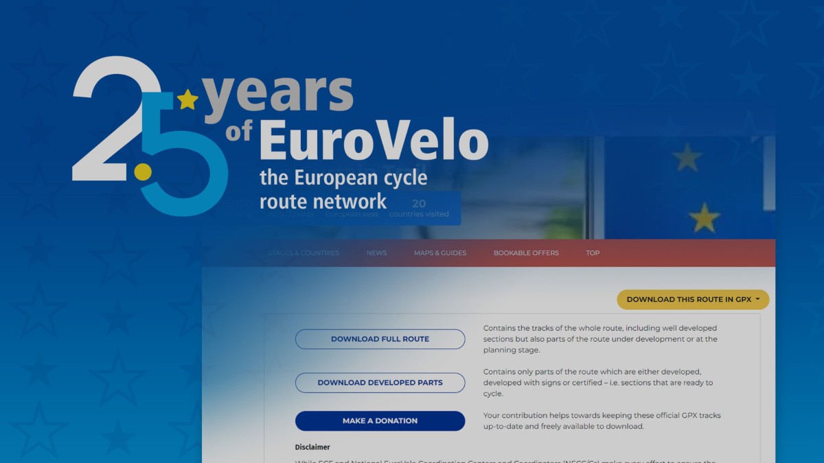 25 years of EuroVelo New GPX tracks feature introduced ECF